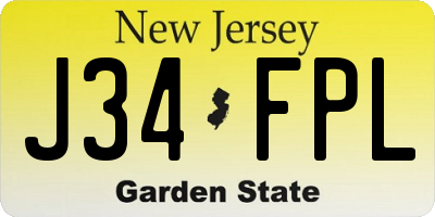 NJ license plate J34FPL