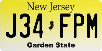 NJ license plate J34FPM