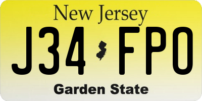 NJ license plate J34FPO