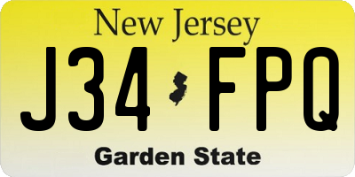 NJ license plate J34FPQ