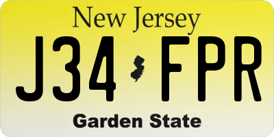 NJ license plate J34FPR