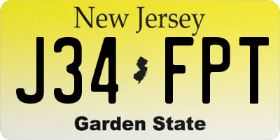 NJ license plate J34FPT