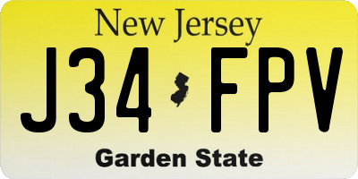 NJ license plate J34FPV