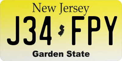 NJ license plate J34FPY