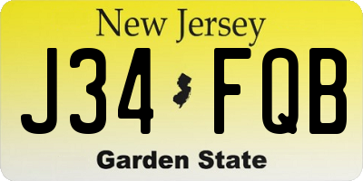 NJ license plate J34FQB