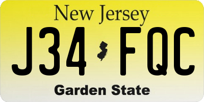 NJ license plate J34FQC