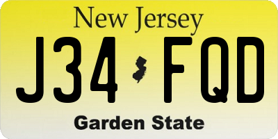 NJ license plate J34FQD