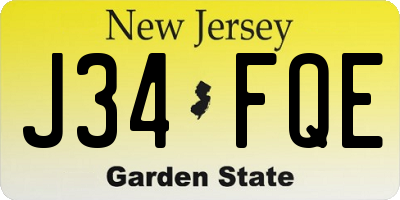 NJ license plate J34FQE