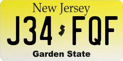 NJ license plate J34FQF