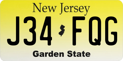 NJ license plate J34FQG