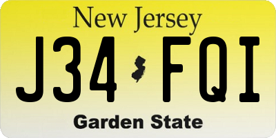 NJ license plate J34FQI