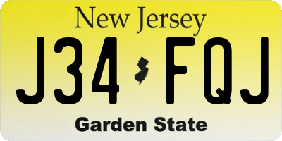 NJ license plate J34FQJ