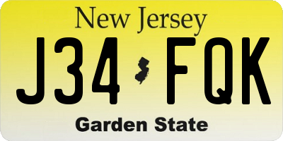 NJ license plate J34FQK