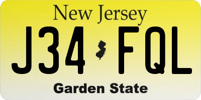 NJ license plate J34FQL