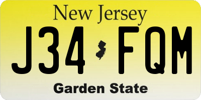 NJ license plate J34FQM