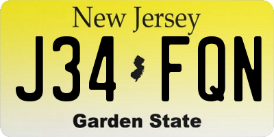 NJ license plate J34FQN