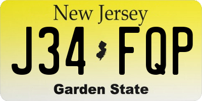 NJ license plate J34FQP