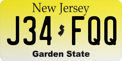 NJ license plate J34FQQ