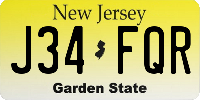 NJ license plate J34FQR