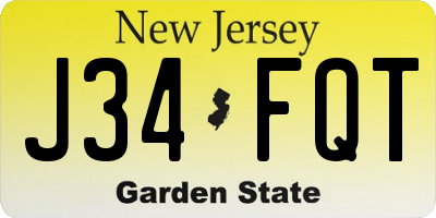 NJ license plate J34FQT