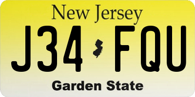 NJ license plate J34FQU