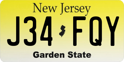 NJ license plate J34FQY