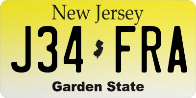 NJ license plate J34FRA