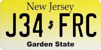 NJ license plate J34FRC