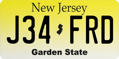 NJ license plate J34FRD