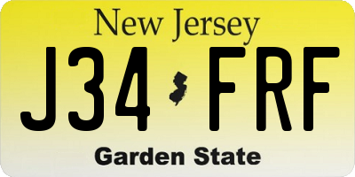 NJ license plate J34FRF