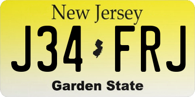 NJ license plate J34FRJ