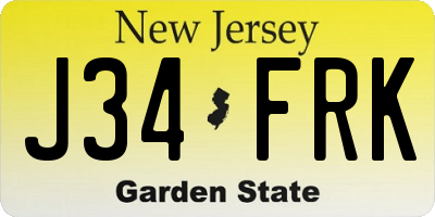 NJ license plate J34FRK