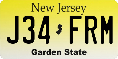 NJ license plate J34FRM