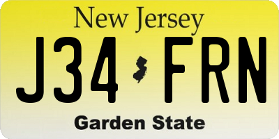 NJ license plate J34FRN