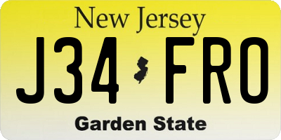 NJ license plate J34FRO