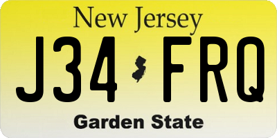 NJ license plate J34FRQ