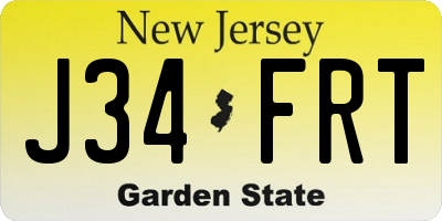 NJ license plate J34FRT