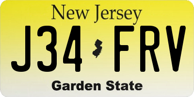 NJ license plate J34FRV