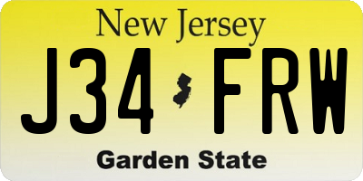 NJ license plate J34FRW