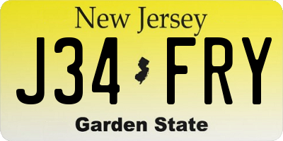 NJ license plate J34FRY