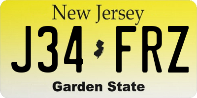 NJ license plate J34FRZ