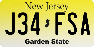 NJ license plate J34FSA