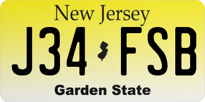 NJ license plate J34FSB