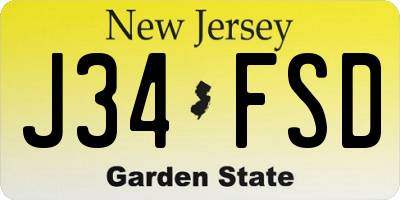 NJ license plate J34FSD