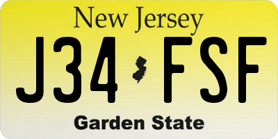 NJ license plate J34FSF