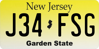 NJ license plate J34FSG