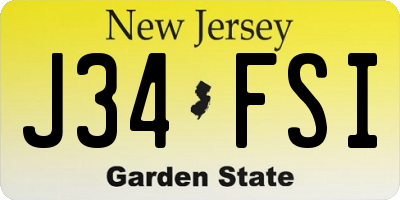 NJ license plate J34FSI