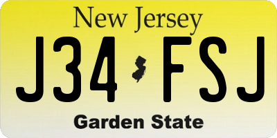 NJ license plate J34FSJ