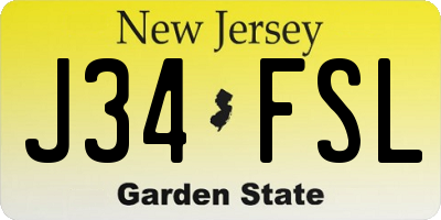 NJ license plate J34FSL