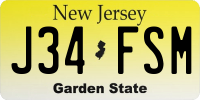 NJ license plate J34FSM